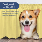 Wrap Around Dust Ruffle Bed Skirt - Yellow - for King Size Beds with 12 Inch Drop - Easy Fit Elastic Strap - Adjustable Pleated Bedskirt w/Brushed Fabric - Wrinkle Free - for Women, Men, Kids & Teens