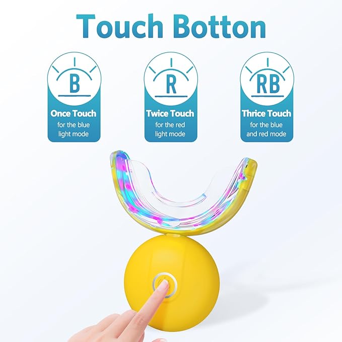 BESTEK Teeth Whitening Kit – 32X LED Light, 10-Min Fast Whitening, 4 Tubes of 35% Carbamide Peroxide Gel, Removes Coffee, Wine & Tobacco Stains - Yellow