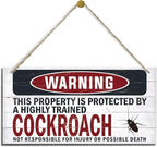 Warning Sign, Cockroach Warning Wood Plaque Sign, Funny Door Signs, Decorative Wood Hanging Suspension Plaque, Farmhouse Wooden Wall Decor, Outdoor Hanging Wooden Signs