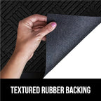 GORILLA GRIP 100% Waterproof All-Season WeatherMax Doormat US Designed Natural Rubber, Stain and Fade Resistant, Low Profile Indoor Outdoor Door Mats, Easy Clean Patio Mat, 17x29, Black Diamond