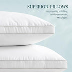 Standard/Queen Size Set of 2 - Adjustable Down Alternative Bed Pillows - Stomach, Luxury, Cooling Neck Pillow for Sleeping Back, and Side Sleepers (Queen (Pack of 2))