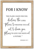 FZMHASLWW For I Know The Plans I Have for You Wall Decor 16"×11" Jeremiah 29 11 Sign Large Wood Framed Wall Hanging Art (Wood)