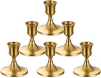 Sziqiqi Candlesticks Holder for Wedding Table Centerpiece - Gold Taper Candle Holders Candle Stick Holder Bulk for Christmas Candlelight Dinner Wedding Party Festival Decor 6 Pieces