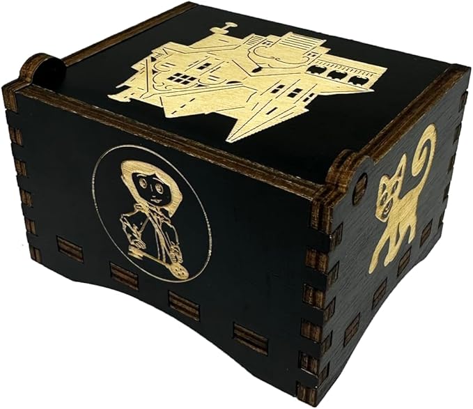 Youtang Music Box Engraved Wooden Gifts Mini Musical Box Play Dreaming for Birthday/Anniversary/Valentine's Day/Christmas (Wind up, Black)