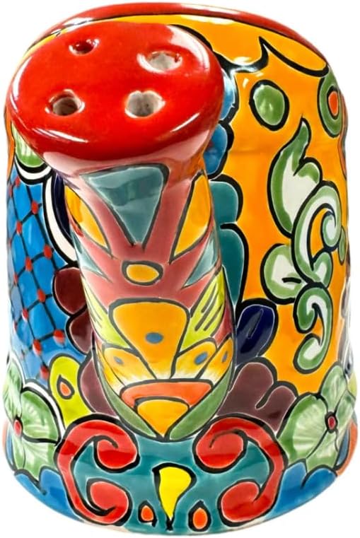 Talavera Watering Can Planter Large Flower Pot Large Mexican Pottery Folk Art Hand Painted Home Decor Garden Ceramic Handmade Multicolor 15" (Red Multi)