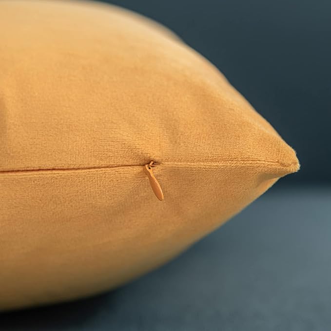 26x26 Euro Pillow Covers : 2 Pack Cozy Soft Velvet Oversized Couch Pillow Shams, Square Throw Pillow Cases for Living Room Sofa, Golden Yellow