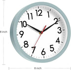 AKCISOT Wall Clock, Modern Small Wall Clocks Battery Operated 8 Inch, Silent Non-Ticking Analog Classic for Office, Home, Bathroom, Kitchen, Bedroom, School(Blue Gray)