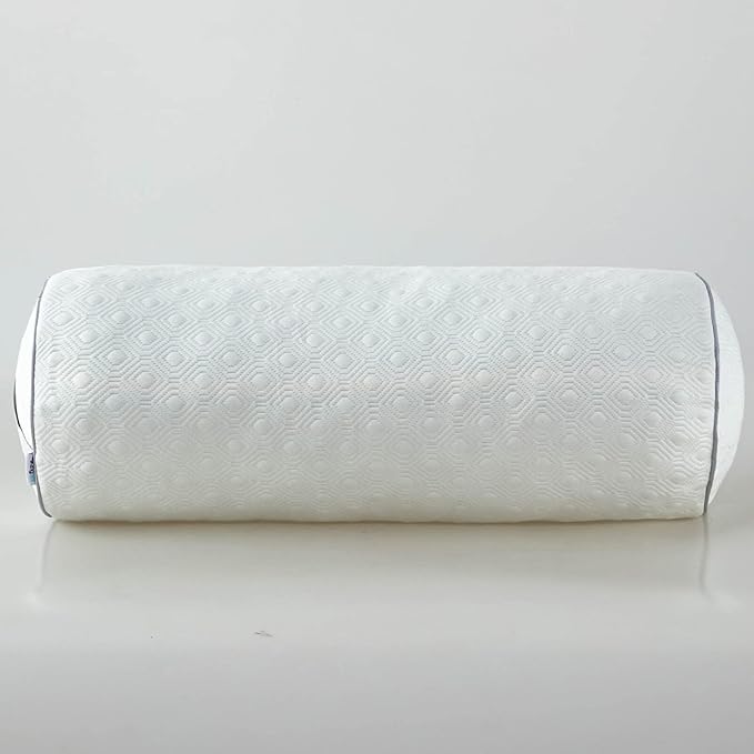 Kingnex 24x8 Adjustable Roll Bolster Pillow Under Knees for Back Sleepers to Relief Lower Back Pain Between Legs for Sleeping on Side Shredded Memory Foam Cylinder