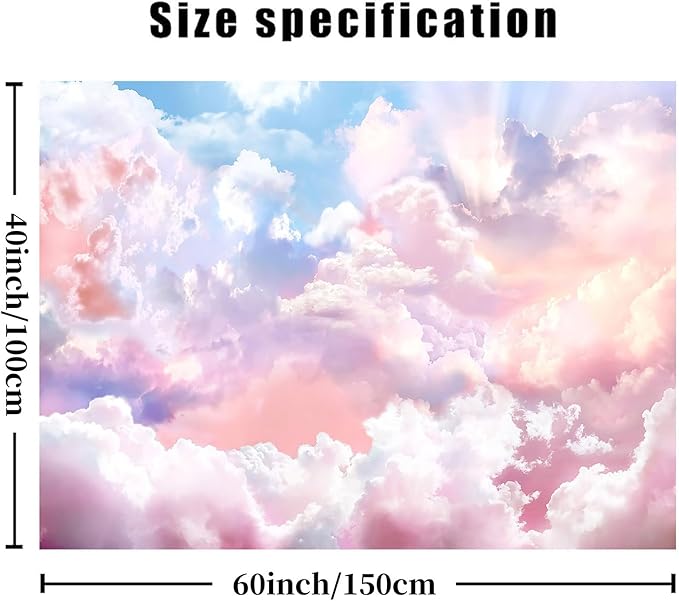 HVEST Pink Cloud Tapestry Colorful Abstract Clouds Natural Landscape Tapestries Wall Hanging for Bedroom Living Room Teen Dorm Indie Decor Poster Blanket,60x40 Inches