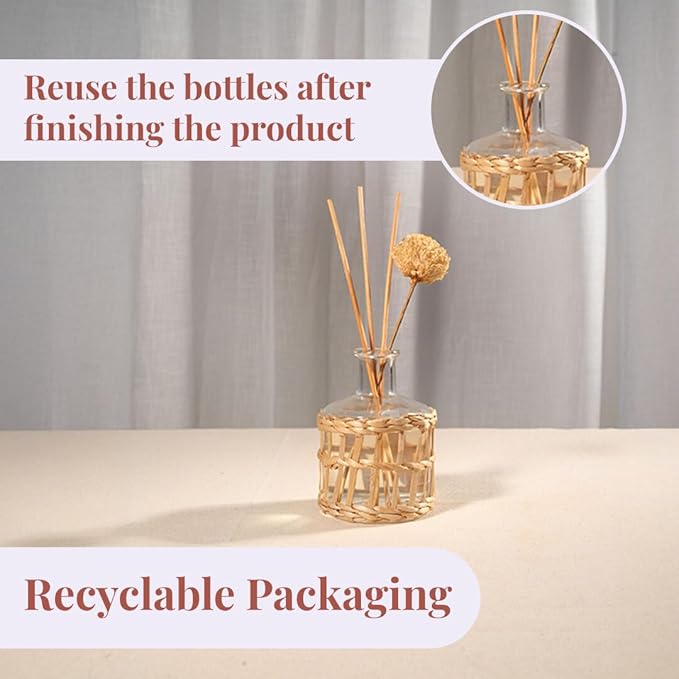 Folkulture Reed Diffusers for Home, 5 oz | Linen Scent Diffuser Oil with Sticks for Bathroom Decor Accessories, Living Room, Office, Desk| Natural Essential Oils | Housewarming Gifts | Sunkissed