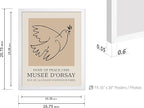 Poster Master Vintage Poster - Retro Minimalist Print - Gift for Artist, Friend - Dove Of Peace, Line Drawing, Sketch, Abstract - Wall Decor for Living Room, Bedroom, 16x20 White Framed