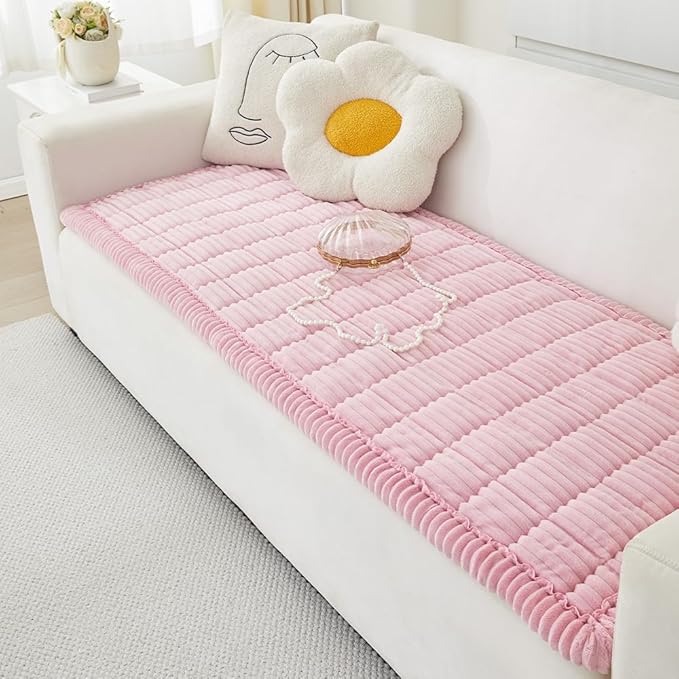 Couch Cover for Dogs Washable, Fuzzy Pet Couch Covers for 3 Cushion Sofa Pet Friendly, Non Slip Sofa Cover (Pink, 27.6" x 70.9"/70 x 180cm)