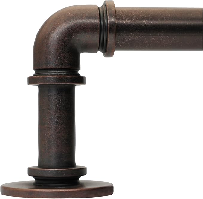 Bronze Curtain Rods 18 to 144 Inch, Industrial Curtain Rods,Adjustable Length,1 in Diameter Pipe,Wall or Ceiling Mounted,for Bedroom and Living Room(Antique Red Bronze 18” to 144”)