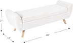 HomePop Modern Storage Bench with Wood Legs Home Décor|Bench with Storage for Living Room & Bedroom - Sherpa Cream