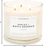 Calyan Wax Co. 3 Wick Candle, Apples + Maple Bourbon Scented Candle, 43 Hour Burn Time, 3 Wick Soy Candles, Non Toxic & Vegan Soy Wax, Glass Jar Scented Candles, 14.9oz