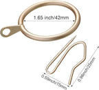 Hotop 60 Pieces 1.65 Inch Metal Drapery Curtain Rings Curtain Hanging Rings and 60 Pieces Metal Curtain Drapery Pin Hooks for Window Door Shower Curtain (Champagne Gold)