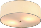 Globe Electric 60998 2-Light Flush Mount Ceiling Light, Matte Brass, White Linen Shade, Kitchen, Lights, Bathroom, Home Essentials, Bedroom, Closet Light, Lighting Fixtures, Dining Room