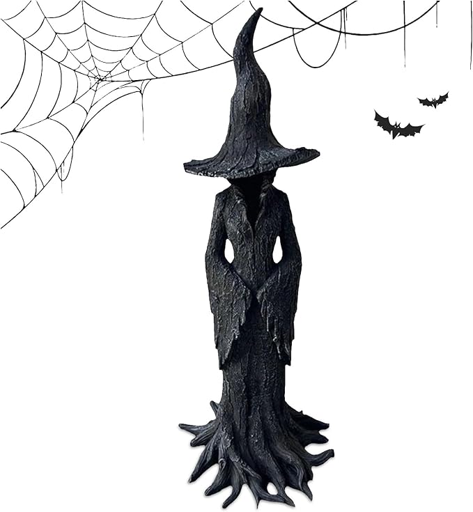 16'' Cracker Barrel Witch Statue, Halloween Witch Statue, Gothic Halloween Resin Figurine, Retro Magician Decor, Dark Fantasy Ornamen, Nib Festival Collectible