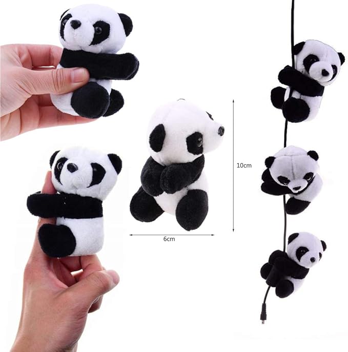 6Pcs Finger Panda Plush Panda Clips Curtain Holder Stand Note Clip Photo Holder Stand Chinese Style Souvenir Cute Panda Plush Toy Finger Kids Toy,Home Decoration Plant Pots Bonsai Craft Decor