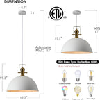 18 Inch White Farmhouse Pendant Lights Large Pendant Lights for Kitchen Island Industrial Adjustable Height Vintage Big Dome Hanging Light Fixtures for Barn, Dining Room