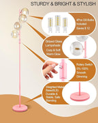 Lightdot 64IN Dimmable Floor Lamp with Globe Clear Glass Shade, Modern Pink Standing Lamps with 4PCS 3000K G9 Bulbs Soft Warm White Eye Care, Mid Century Floor Lamp for Living Room Bedroom