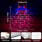 WLHOPE Mushroom Cat Neon Sign for Wall Decor Dimmable Cute LED Lights Light Up Signs for Bedroom Living Room Bar Party Christmas Birthday Art Gift