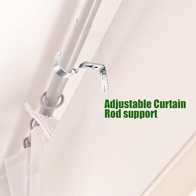 Frienda 6 Pcs Curtain Rod Brackets Adjustable Holder Wall for 1 Inch Diameter Curtain Rod General Bracket Hooks with Screws (Silver)