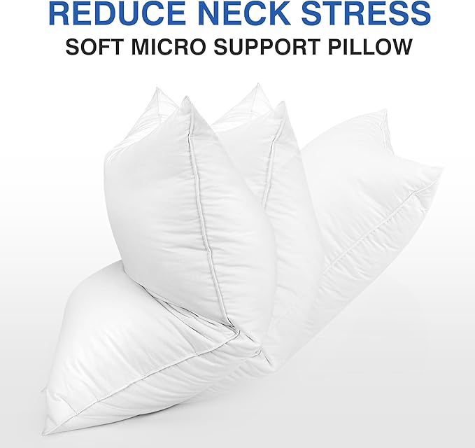 Goose Feather Bed Pillow King Size Set of 2 - Hotel Down Pillows for Sleeping, Soft 600 Thread Count Cotton Cover, Fluffy Support Surround Fill Polyester for Back, Stomach, Side Sleepers