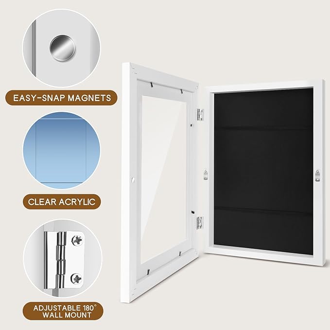 3 Pack Kids Artwork Frames 10x12.5 Inch Changeable Kids Art Frame with Front Opening for Art Display, Horizontally Vertically Wall Mount for Kids Drawing & School Projects (White)