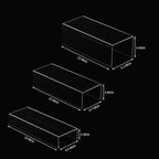 Clear Riser Display Shelf 3pcs, Desktop Rectangular Acrylic Display Shelves Storage Organizer, Acrylic Stands for Funko Pop Figure, Bags, Shoes, Spice Jars, Skincare, Cosmetics - 12-2'', 3'',