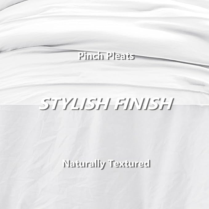 CozyLux King Size Comforter Set White, 7 Pieces Soft Pinch Pleat Bed in a Bag King Comforter Set with Sheets, Boho Bed Set with Down Alternative Comforter, Sheets, Pillowcases & Shams