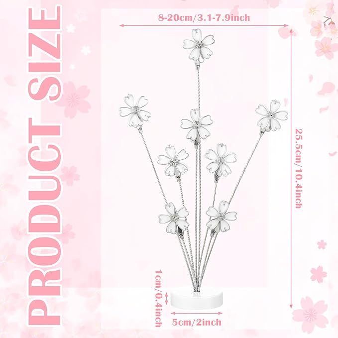 Tandefio Photo Tree Holder Clip, 8 Branch Money Family Tree Gift Card Holder with Clips Picture Frame Stand for Memo Paper Note Wedding Photo Display Office Decor(White)