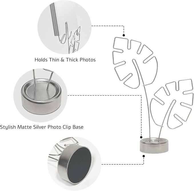 2-Pack Silver Photo Tree Holder, Gift Card Tree Holder, Photo Display Holder Stand, Memo Holder for Christmas, Wedding, Office, Birthday & Party Decorations