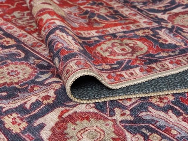 Keen Home Design 4x6 Rug - Machine Washable Area Rug with Non-Slip Backing, Ideal for Living Room, Dining Room, Bedroom - Vintage, Easy Clean, Durable, Low Pile Rug - (4' x 6')