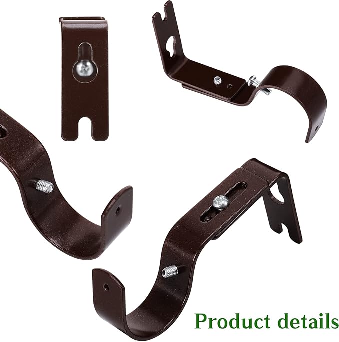 Frienda 12 Pcs Curtain Rod Brackets Adjustable Holder Wall for 1 Inch Diameter Curtain Rod General Bracket Hooks with Screws (Antique Bronze)