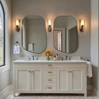 ANDY STAR 24"x36" Black Bathroom Mirror, Irregular Wall Mirror in Stainless Steel Metal Frame, Modern Matte Black Finish with Curved Edge Design, Wall-Mount Vertically or Horizontally