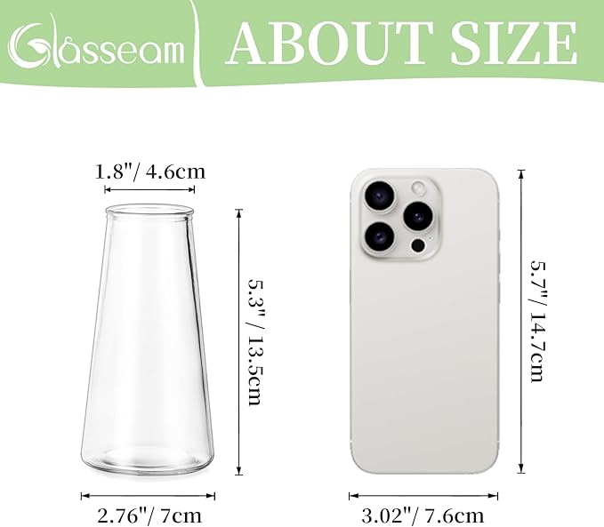 Glasseam Clear Flower Vases for Centerpieces: Modern Glass Vase Set of 24 for Wedding Party Centerpiece Home Table Decor 5.5In Small Bud Vases for Flowers Rose Tulip Stems