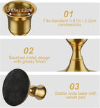 Brass Gold Taper Candle Holders Set of 3, Vintage Metal Candlestick Holders for Dinner Room Table Centerpiece or Mantel Wedding Party Decor