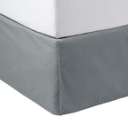Amazon Basics Lightweight Pleated Bed Skirt, Queen, Dark Grey, Solid