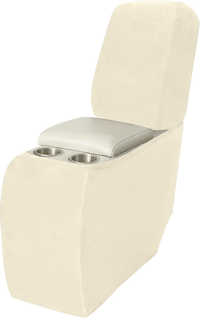 Arfntevss Sectional Recliner Couch Covers Velvet Corner Sectional Sofa Cover for Reclining Couch Stretch Soft L Shape Recliner Slipcover Washable Middle Console Protector (1 Console Cover, Beige)