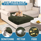 H.VERSAILTEX Velvet Stretch Individual Chaise Cover Sectional Couch Covers for L Shaped Sofa Both Left/Right Furniture Protector Seat Cushion Sofa Cover (1 Piece Chaise Cover, Olive)