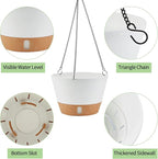 2 Pack 10 Inch Hanging Planters for Indoor Outdoor Plants, Hanging Plant Flower Pot Basket with Drainage Hole with Removable Tray&Hooks Self Watering Plant Pot for Hanging Plants, White