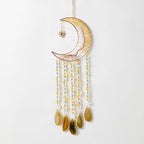 Agate Gemstone Dream Catcher 7 Chakra Tree of Life Dream Catcher with Rainbow Crystal Stones Handmade Dreamcatcher Wall Decor for Adults Boys Girls,Bedroom,Wedding,Garden,Bless Gift(Gold Moon)
