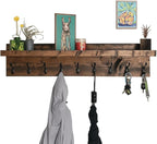Coat Rack with Shelf Wall Mounted with Storage (Choose Your Length) Towel Rack Entryway Organizer Key Hooks (60" L (10 Hooks))