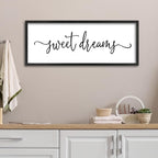 Sweet Dreams Above Bed Wall Decor Sign 40"x15" for Master Bedroom Over Bed Guest Room Wood Framed Wall Art (Black)