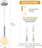 Modern Hanging Light Fixture Pendant Lighting for Kitchen Island Mid Century Chrome Pendant Lights with Globe Milky White Glass Pendant Light for Bedroom Bathroom Entryway (1 Pack)