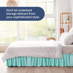 Wrap Around Dust Ruffle Bed Skirt - Spa Blue - for Full Size Beds with 15 Inch Drop - Easy Fit Elastic Strap - Adjustable Pleated Bedskirt w/Brushed Fabric Wrinkle Free - for Women, Men, Kids & Teens