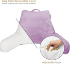 Nestl Reading Pillow Standard Bed Pillow, Back Pillow for Sitting in Bed Shredded Memory Foam Chair Pillow, Reading & Bed Rest Pillows Lavender Back Pillow for Bed, Bed Chair Arm Pillow with Pockets