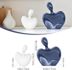 XMGZQ Blue and White Ceramic Couple Figurines Home Decor Accent,Wedding Engagement Romantic Gift for Husband Wife,Large Male and Female Love Statue Valentine's Day Birthday,Abstract Hugging Couple