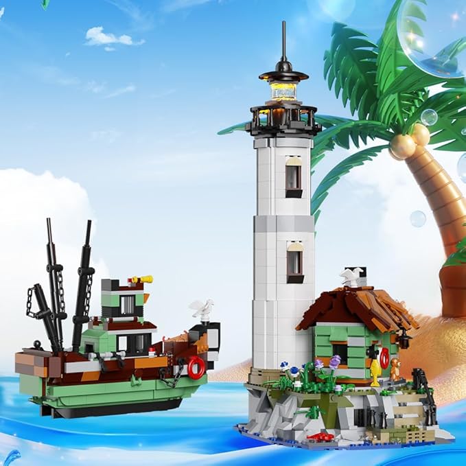House Building Block Adults Sets, The Island Modular Architecture Construction Building Model Set Present for, (1480 Pcs)